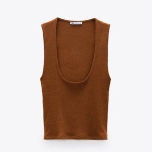 Zara Ribbed Scoop Neck Crop Top